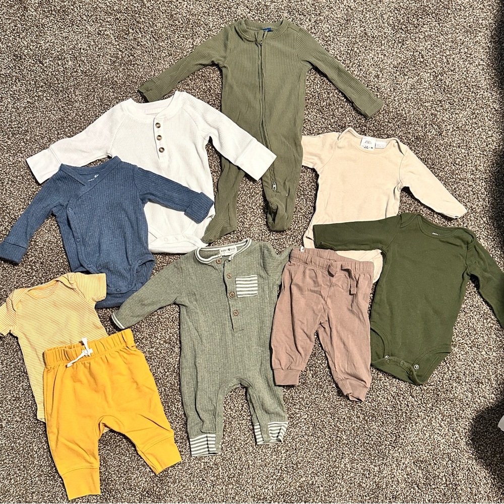 Assorted Baby Clothing Set - Green, Yellow, Blue, and More